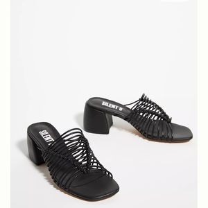 SILENT D BALEE-MO BLACK LEATHER-ROPE HEELS sold at Anthropology